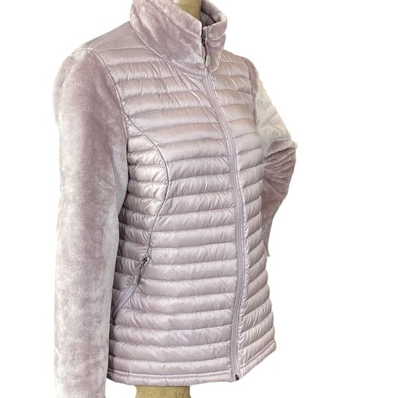 32 Degree Heat Mixed Media Plush Faux Fur Down Jacket L Blush #232N - Picture 6 of 11